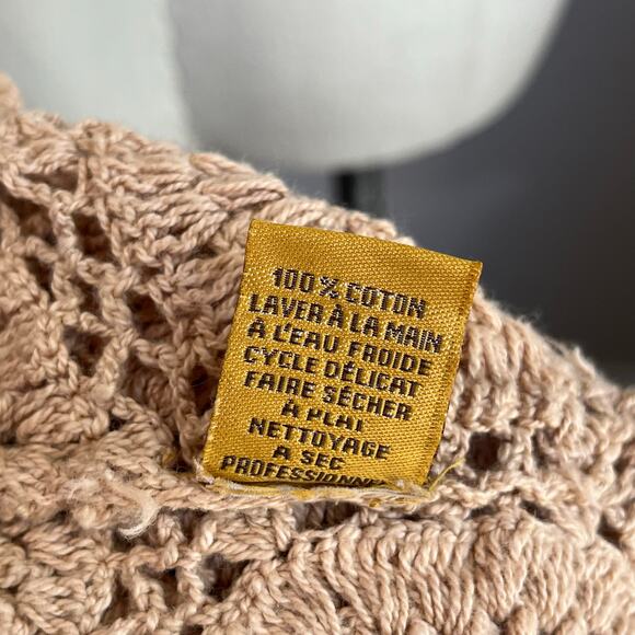 April Cornell Vintage Crochet Vest Beige 100% Cotton Sz Large - Picture 10 of 10